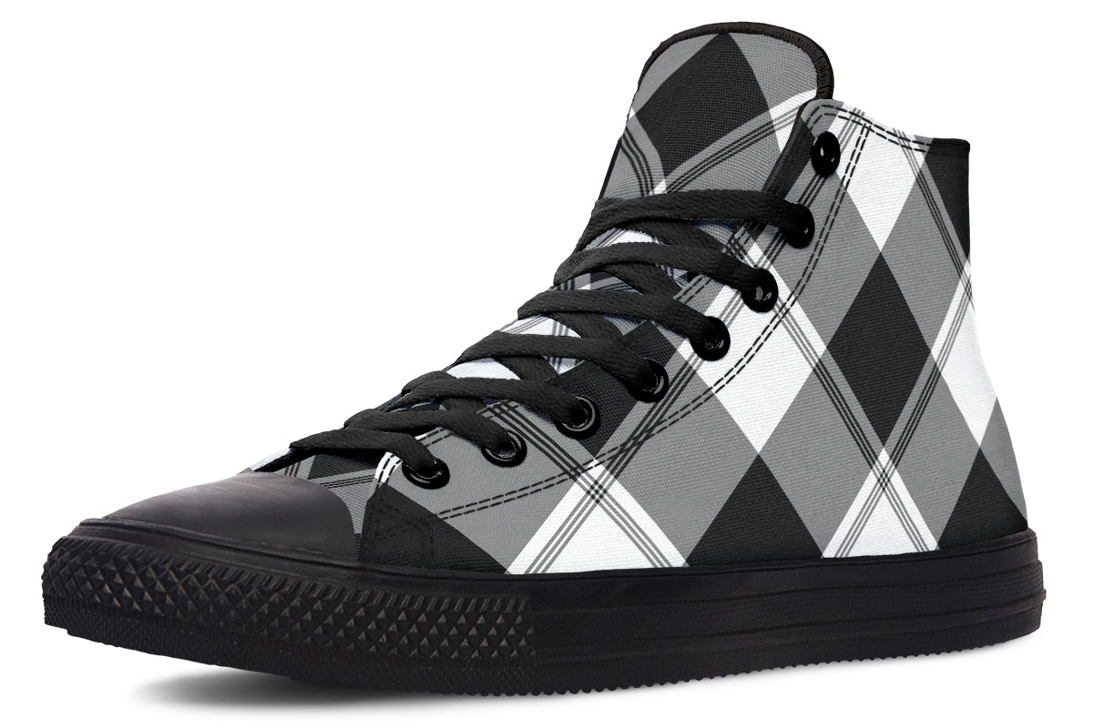 Black And White Plaid High Tops
