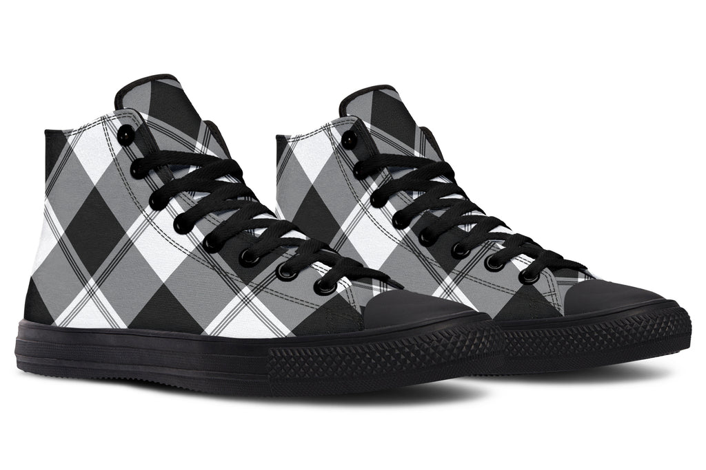 Black And White Plaid High Tops