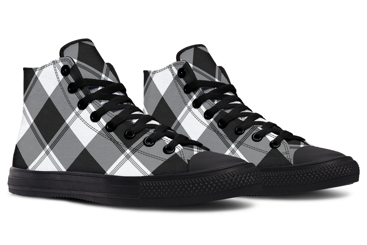 Black And White Plaid High Tops