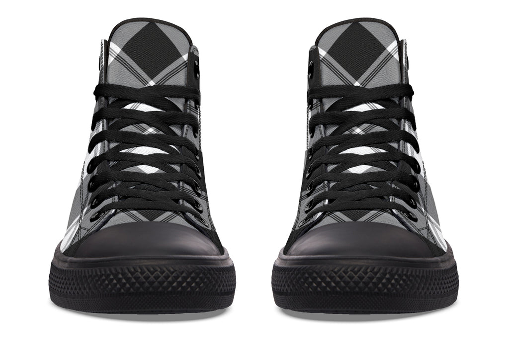 Black And White Plaid High Tops