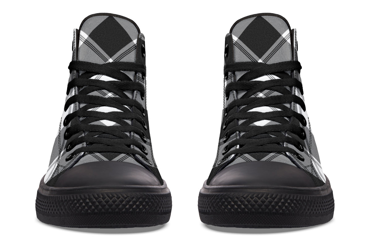 Black And White Plaid High Tops