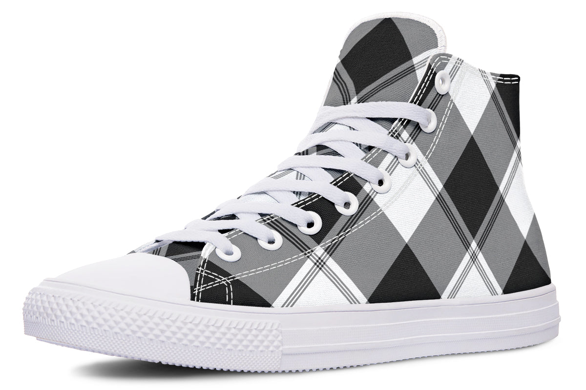 Black And White Plaid High Tops