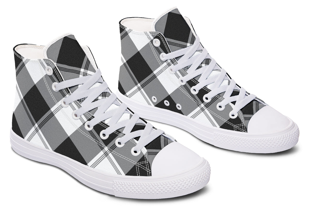 Black And White Plaid High Tops