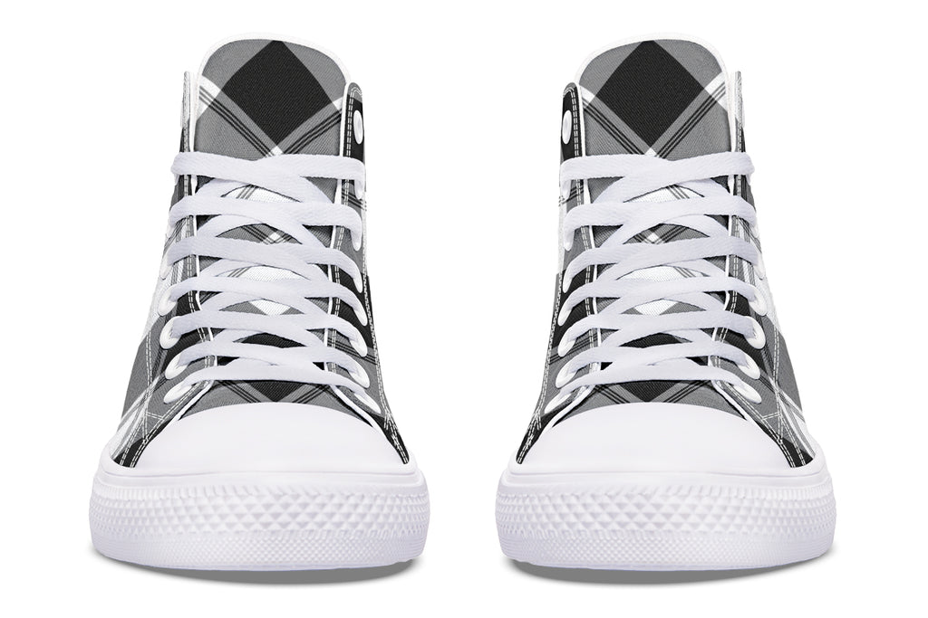 Black And White Plaid High Tops