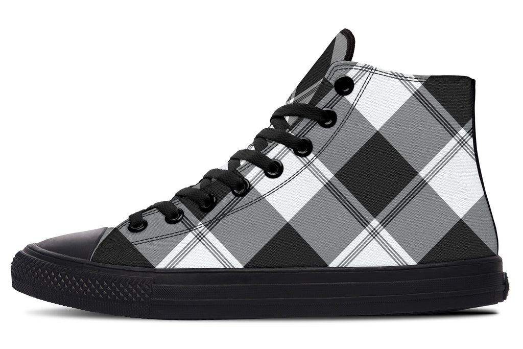 Black And White Plaid High Tops
