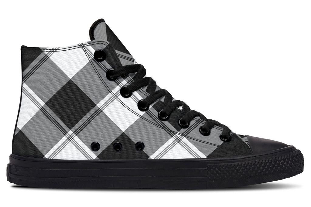 Black And White Plaid High Tops