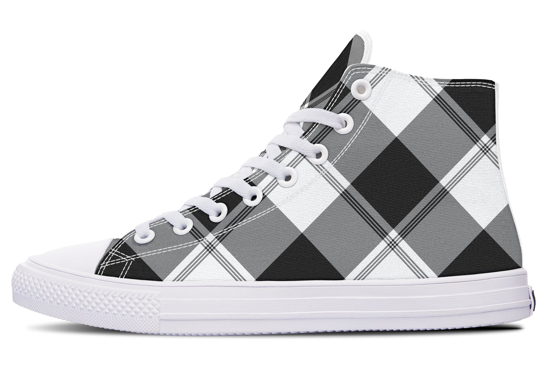Black And White Plaid High Tops