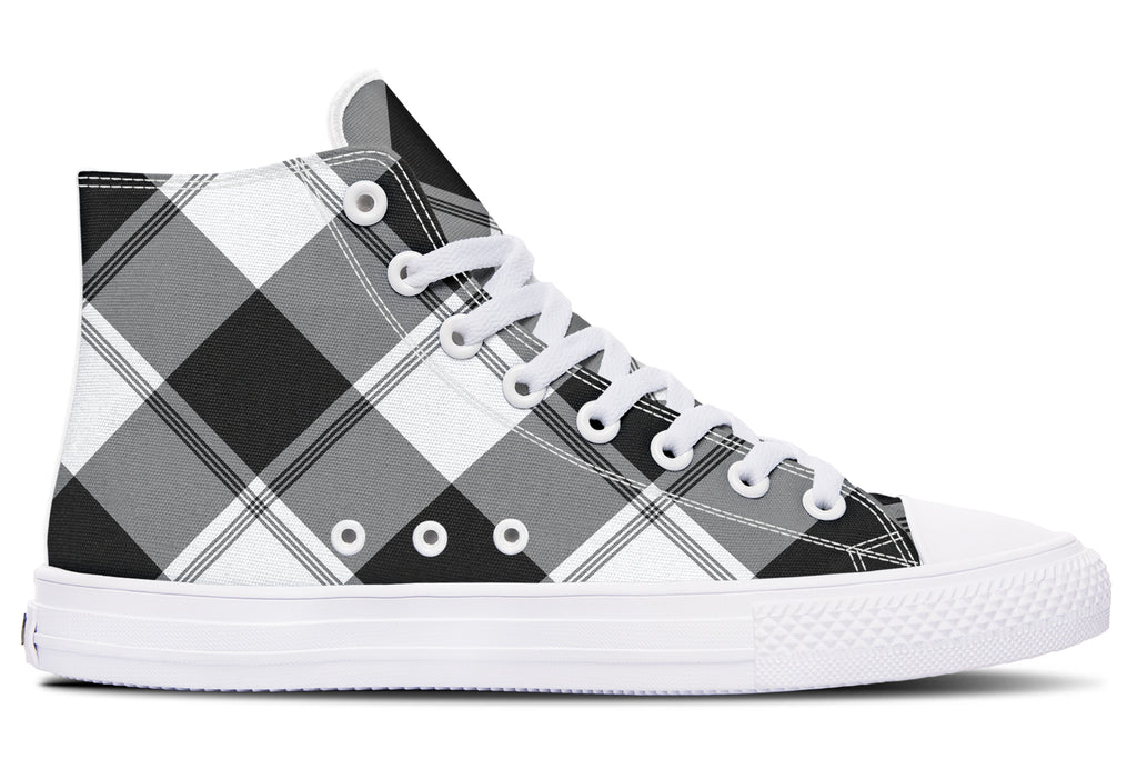 Black And White Plaid High Tops