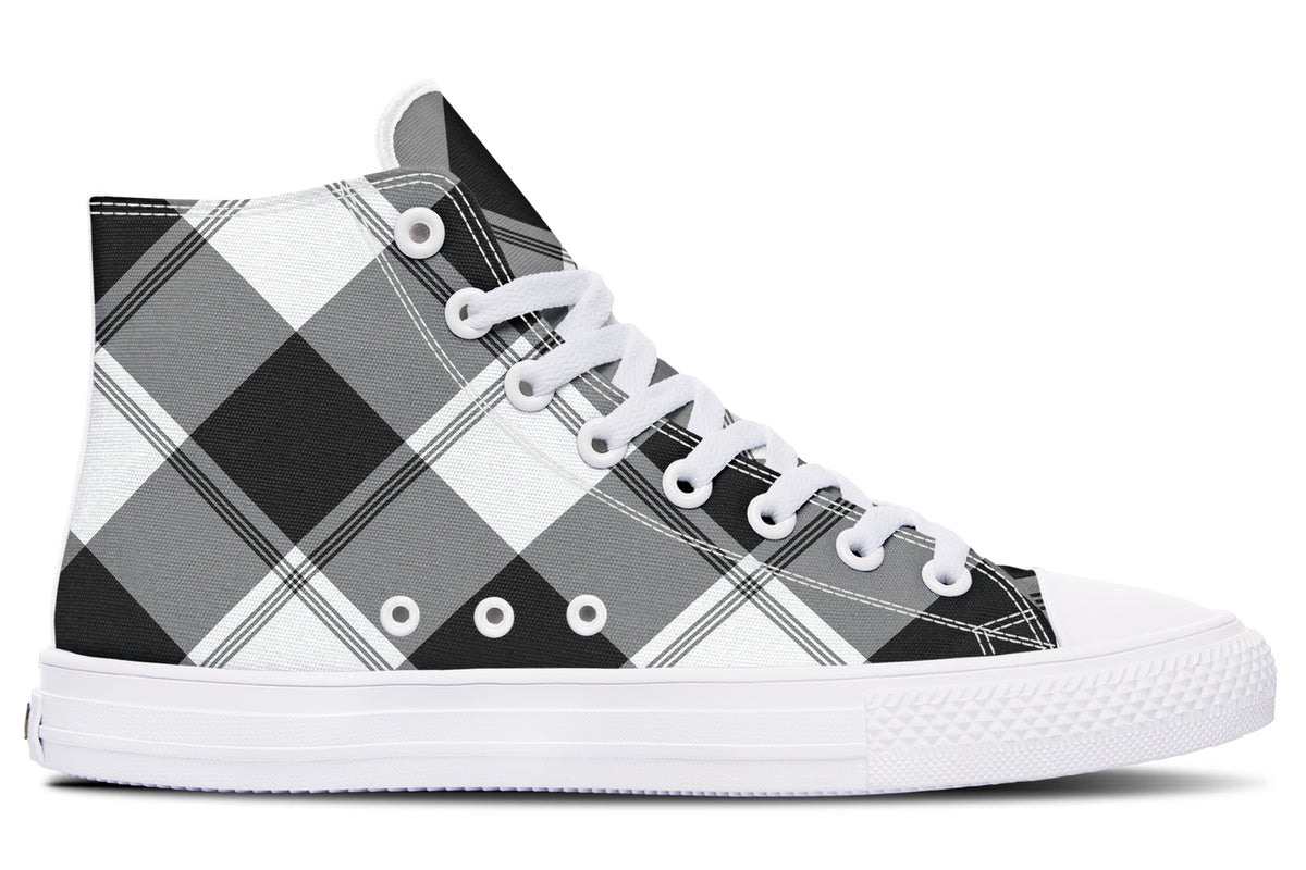 Black And White Plaid High Tops