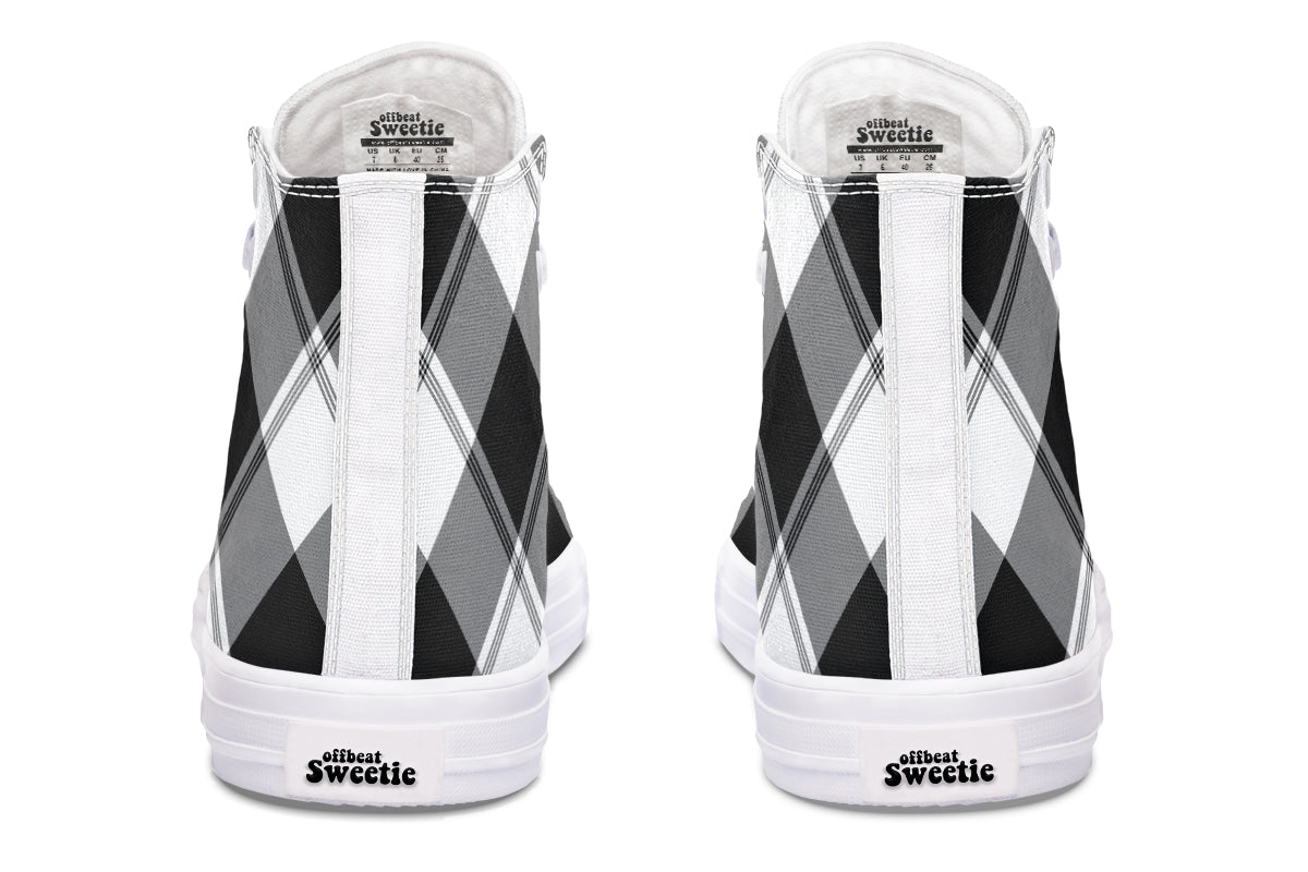 Black And White Plaid High Tops
