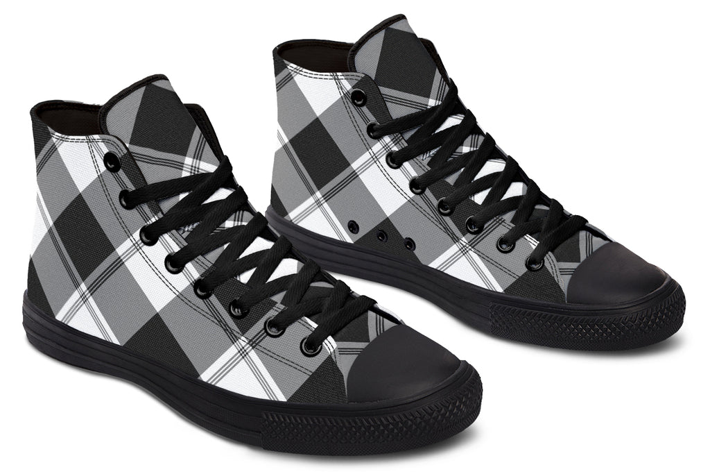 Black And White Plaid High Tops (Wide)