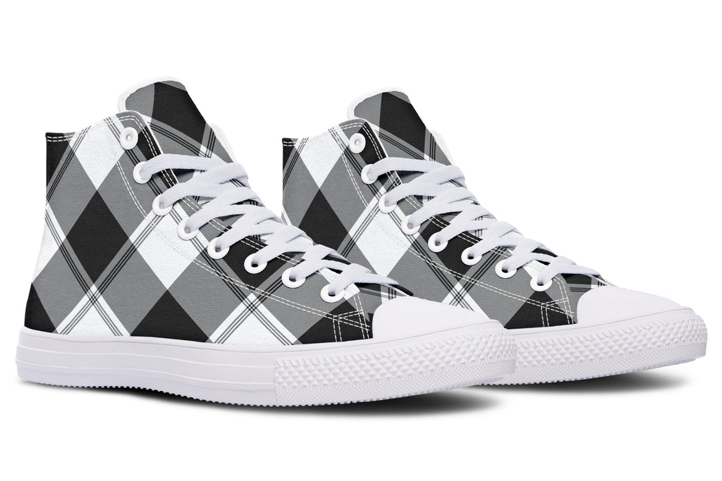 Black And White Plaid High Tops (Wide)