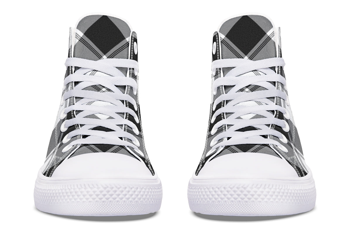 Black And White Plaid High Tops (Wide)