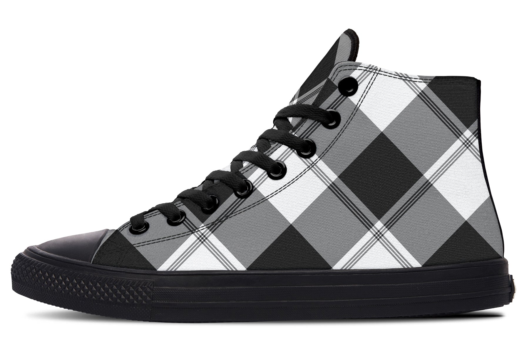 Black And White Plaid High Tops (Wide)