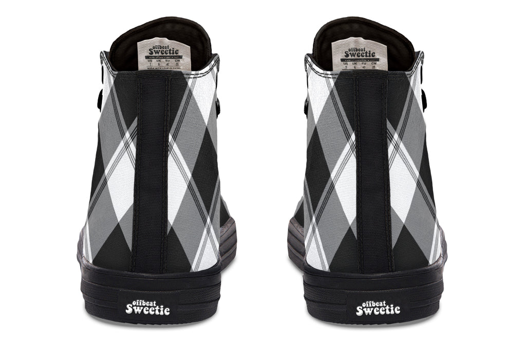 Black And White Plaid High Tops (Wide)