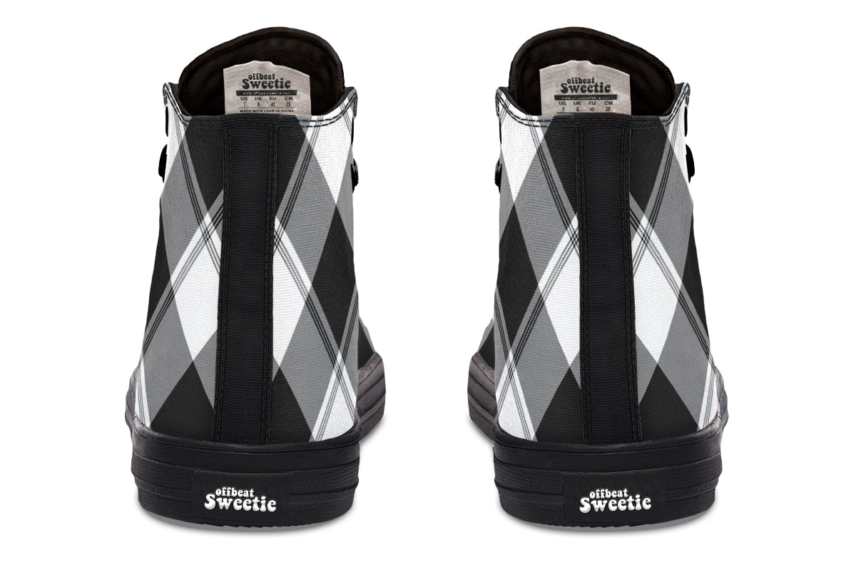 Black And White Plaid High Tops (Wide)