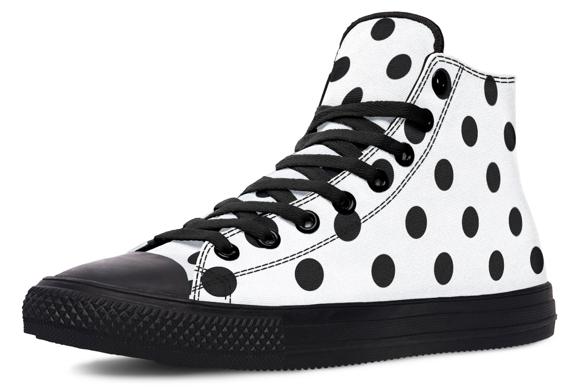 Marshmallow White Polka Dot High Tops (Wide)