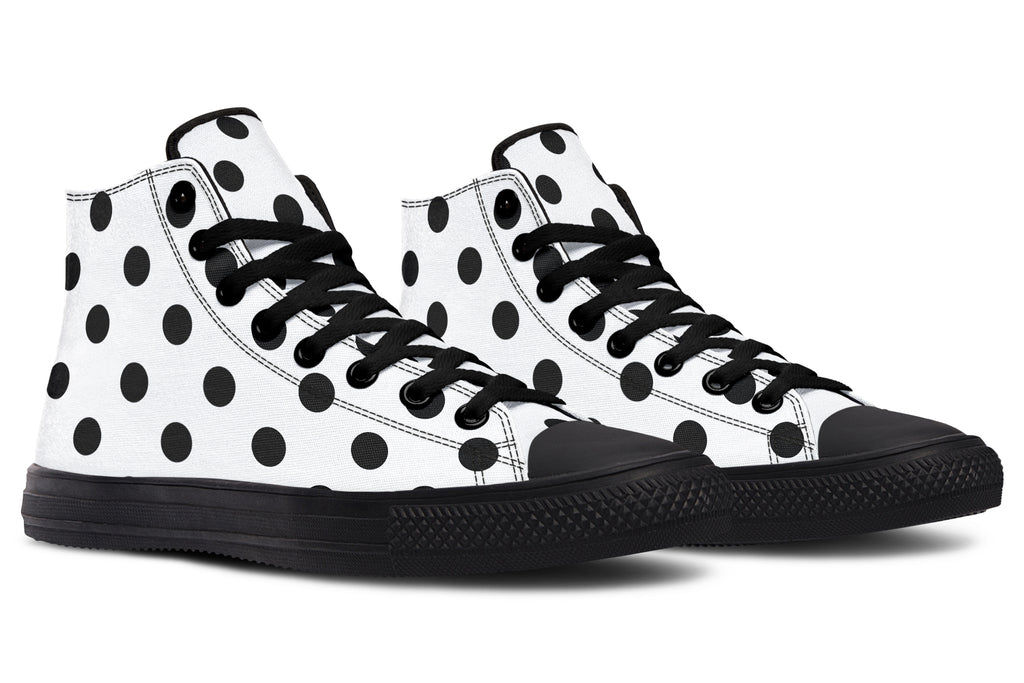 Marshmallow White Polka Dot High Tops (Wide)