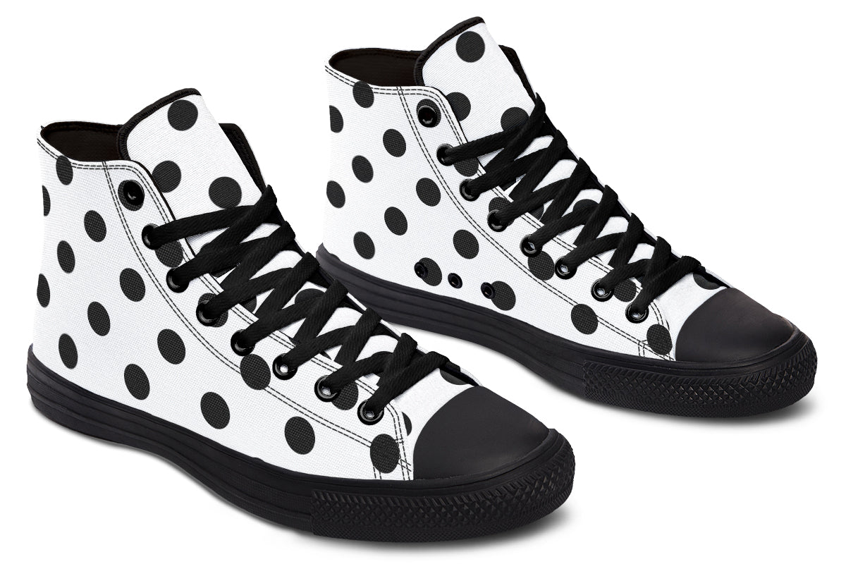 Marshmallow White Polka Dot High Tops (Wide)
