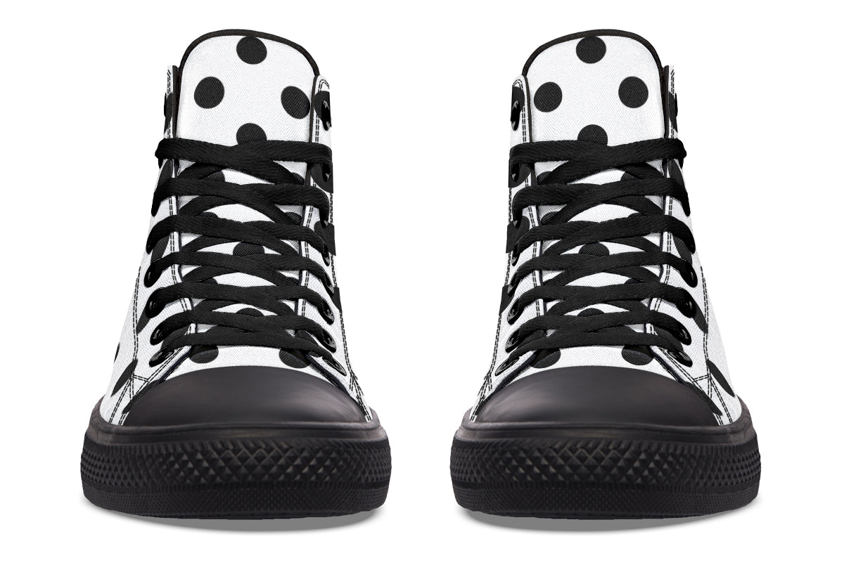 Marshmallow White Polka Dot High Tops (Wide)