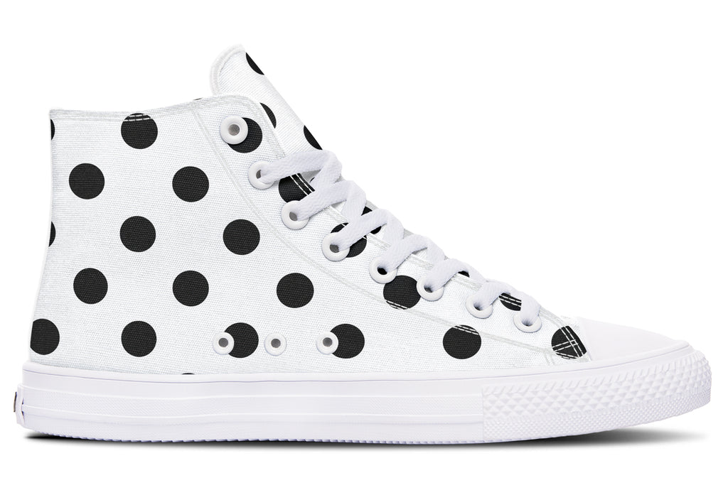 Marshmallow White Polka Dot High Tops (Wide)