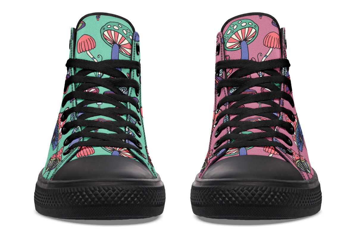 Mismatched Mushrooms High Tops (Wide)