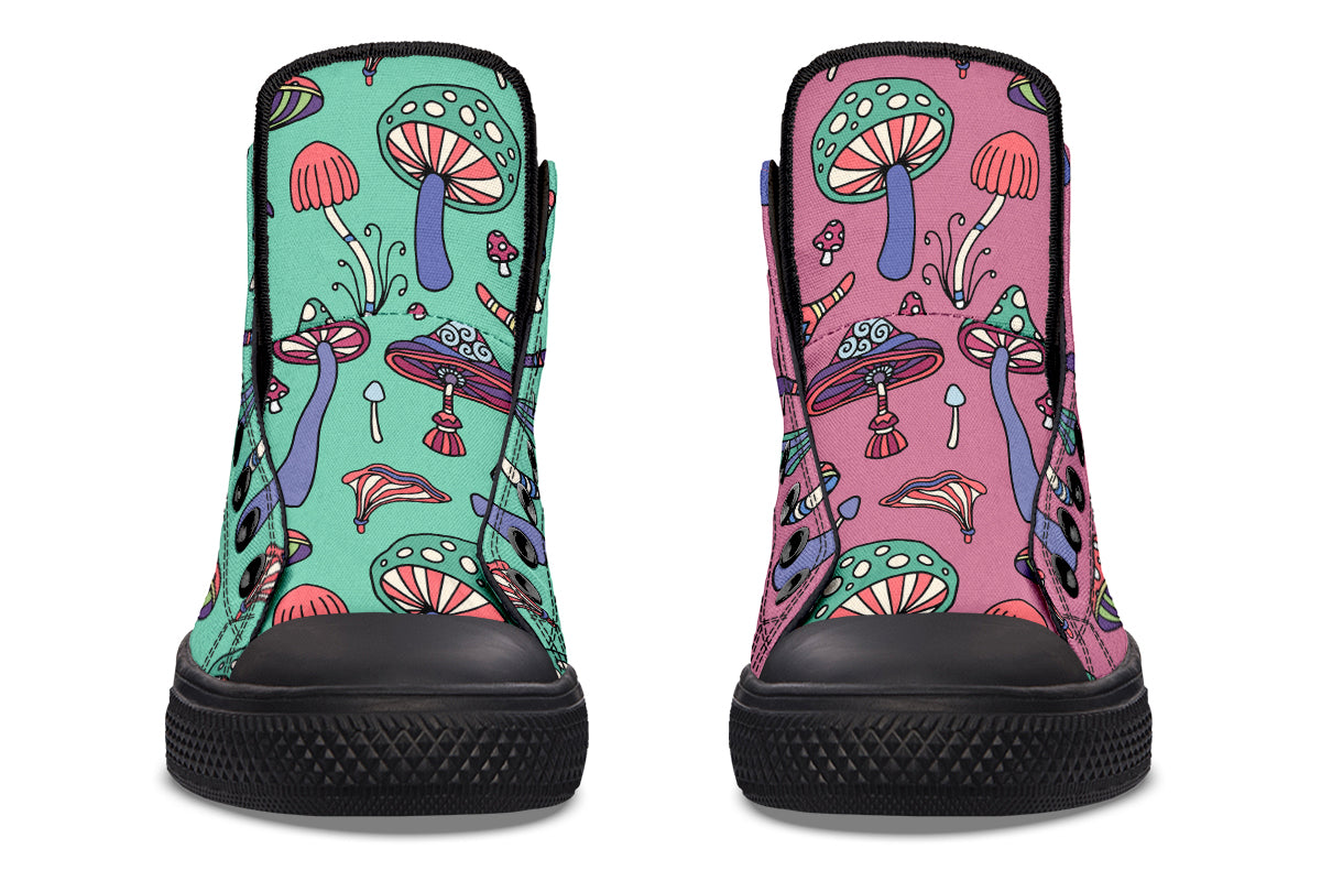 Mismatched Mushrooms High Tops (Wide)