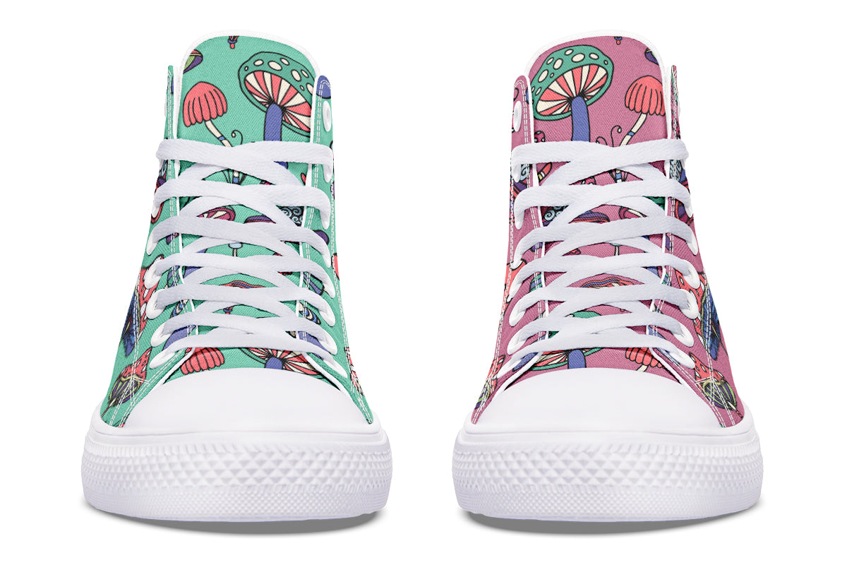 Mismatched Mushrooms High Tops (Wide)