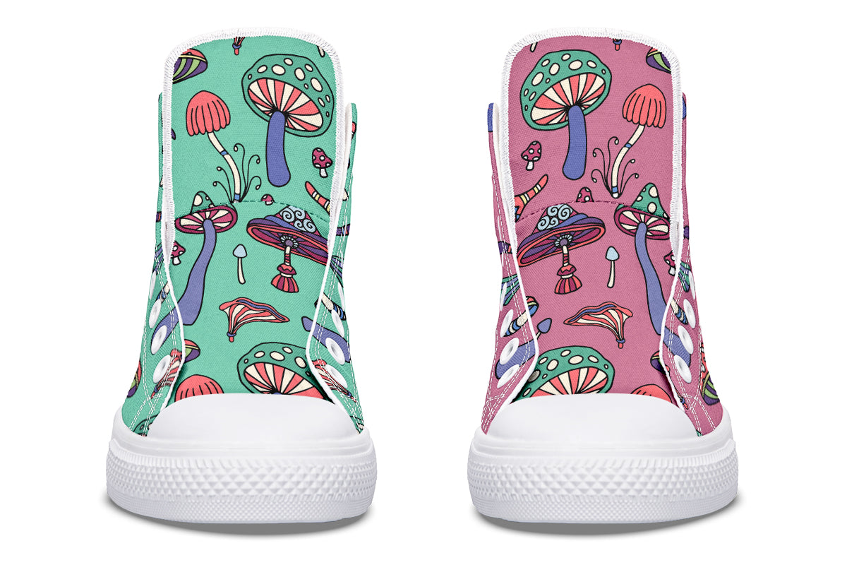 Mismatched Mushrooms High Tops (Wide)