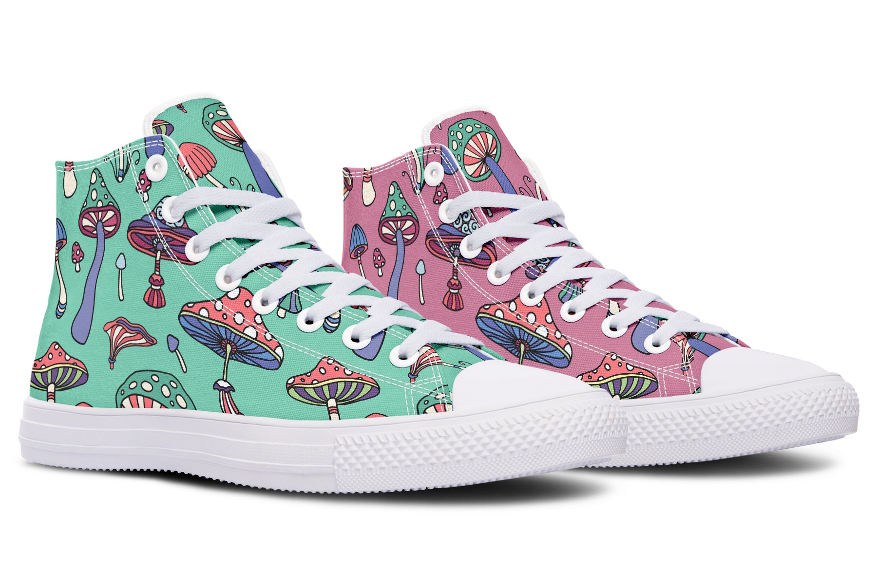 Mismatched Mushrooms High Tops - Offbeat Sweetie