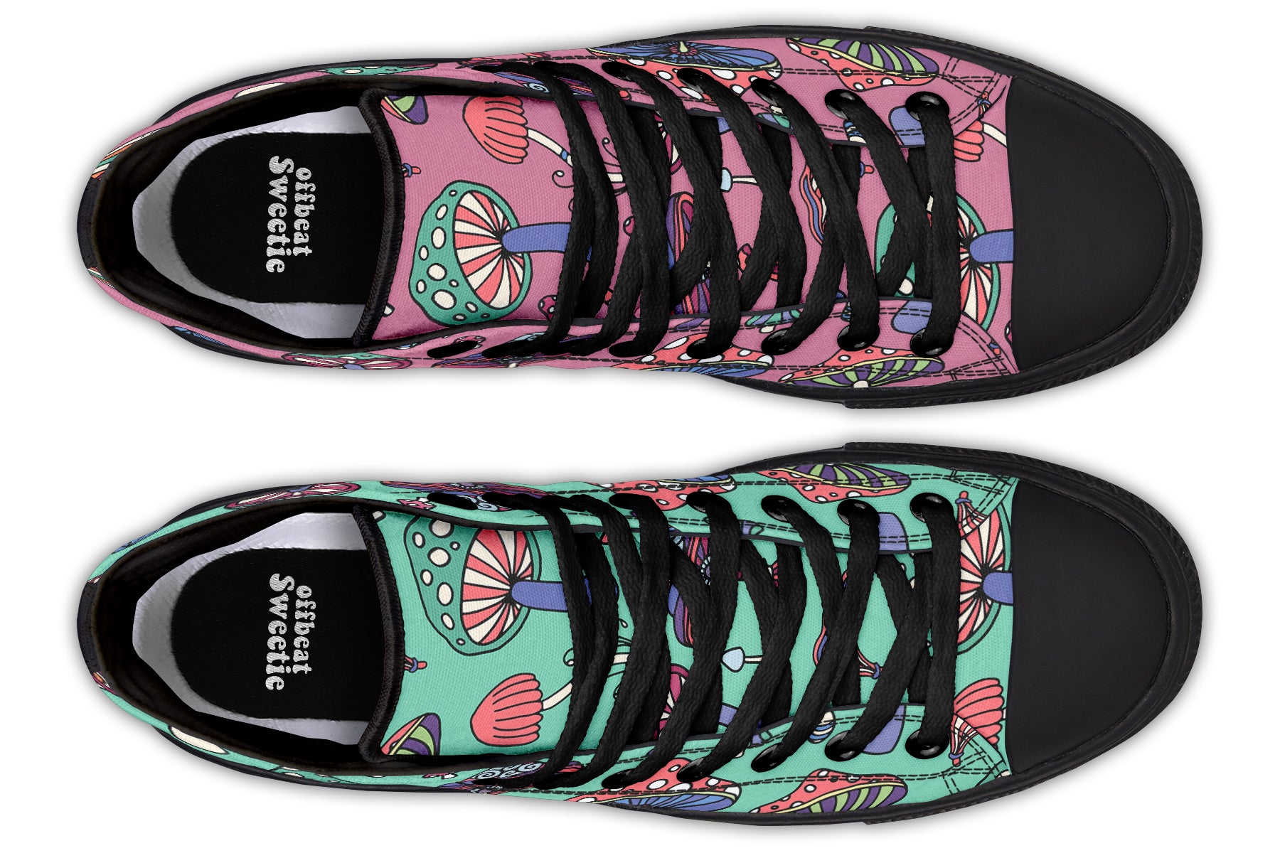 Mismatched Mushrooms High Tops - Offbeat Sweetie