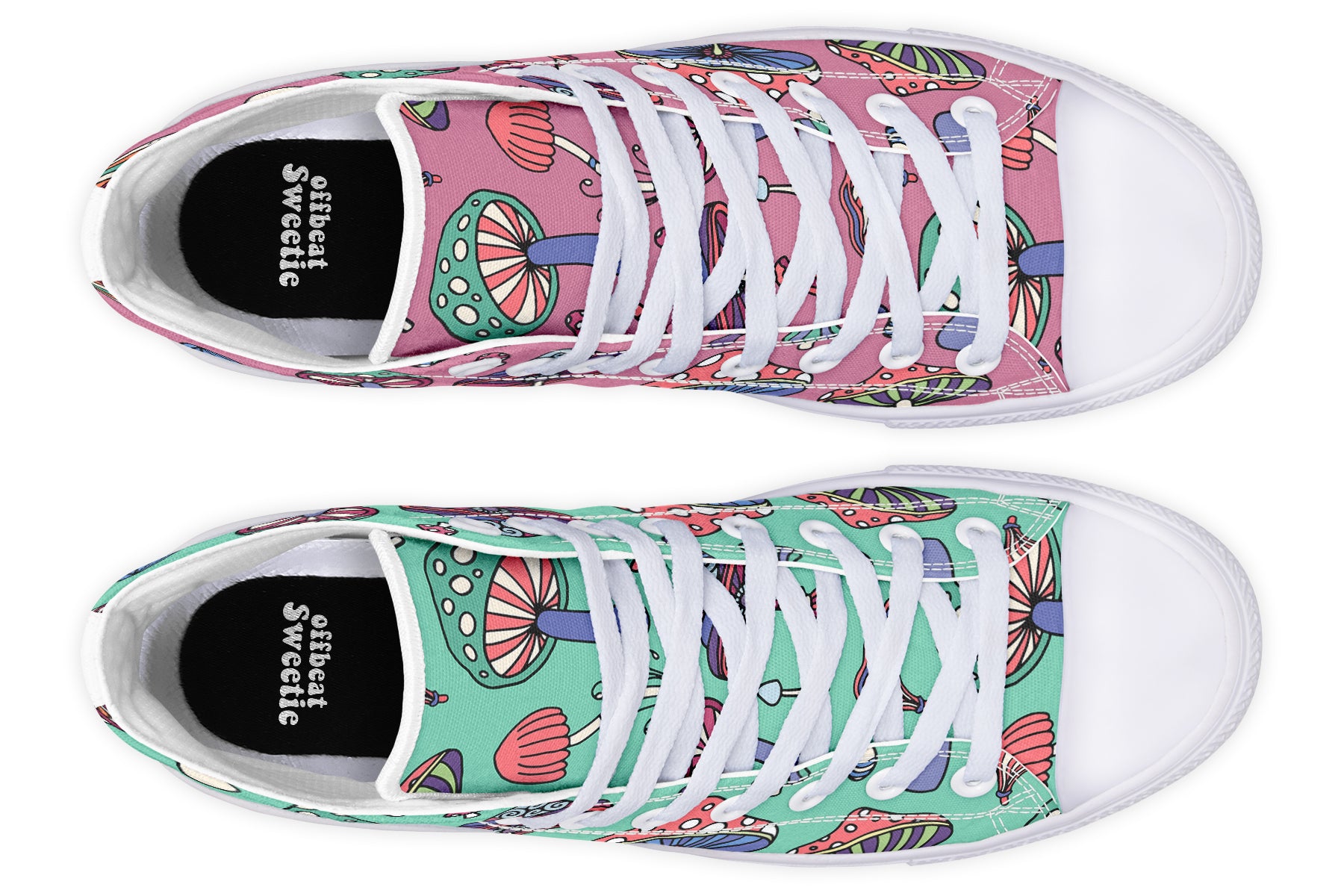 Mismatched Mushrooms High Tops - Offbeat Sweetie