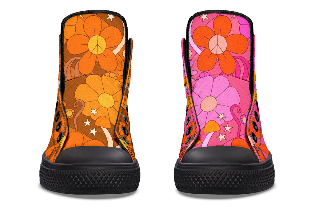 Molly's Mismatched Retro Daisies High Tops (Wide)
