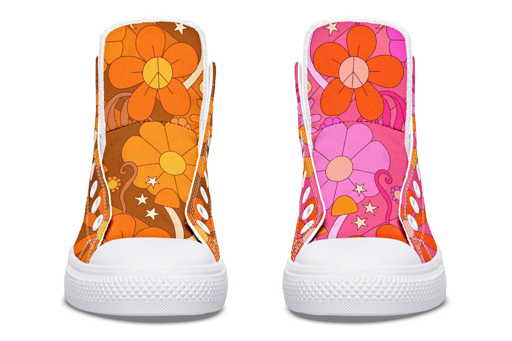 Molly's Mismatched Retro Daisies High Tops (Wide)