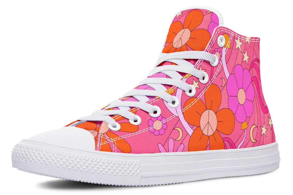 Molly's Mismatched Retro Daisies High Tops - Offbeat Sweetie