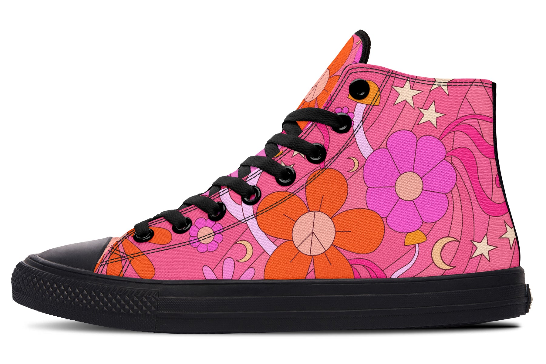 Molly's Mismatched Retro Daisies High Tops - Offbeat Sweetie