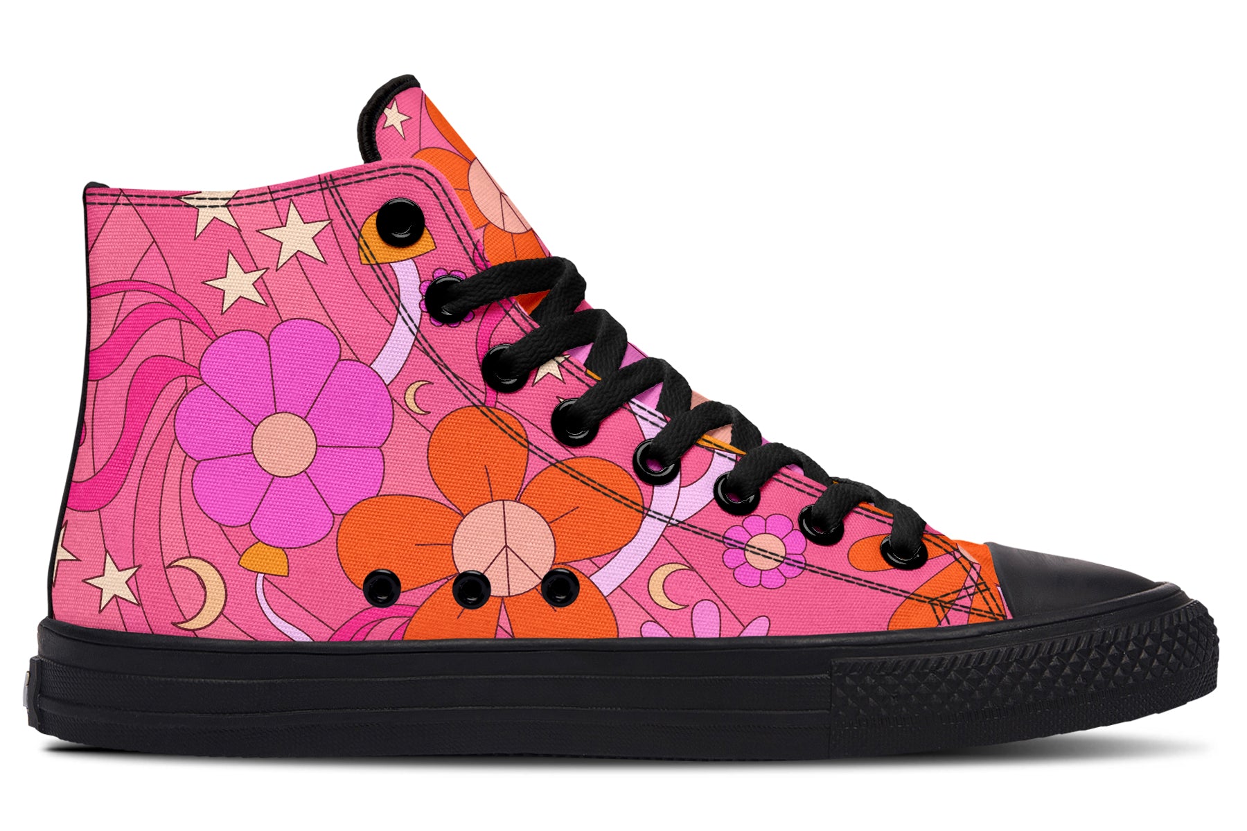 Molly's Mismatched Retro Daisies High Tops - Offbeat Sweetie