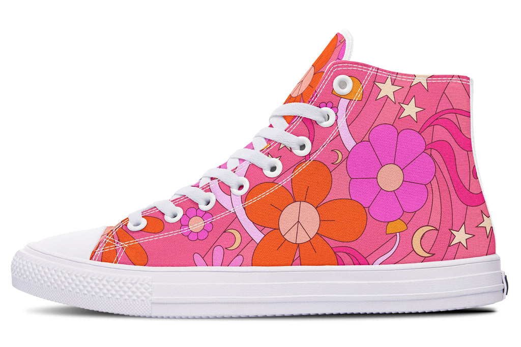 Molly's Mismatched Retro Daisies High Tops - Offbeat Sweetie