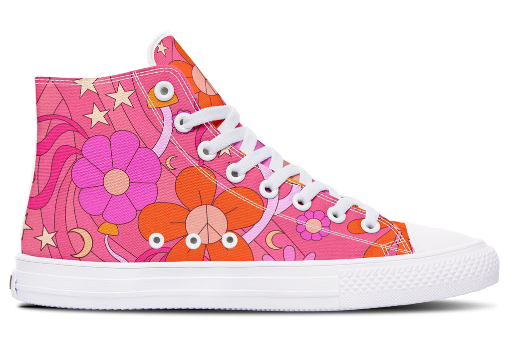 Molly's Mismatched Retro Daisies High Tops - Offbeat Sweetie