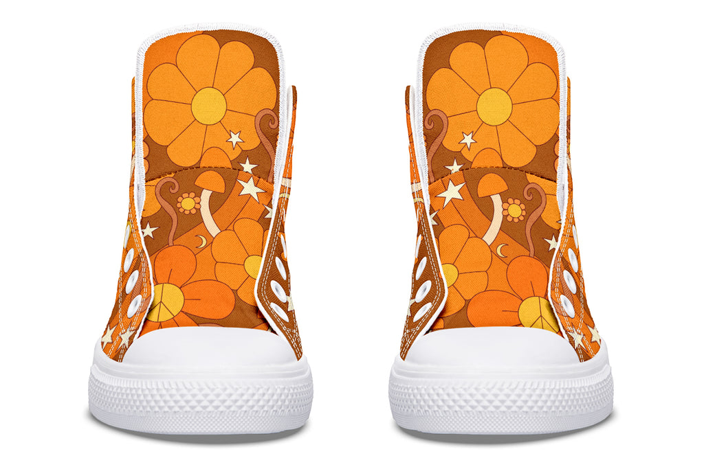 Molly's Orange Retro Daisies High Tops (Wide)