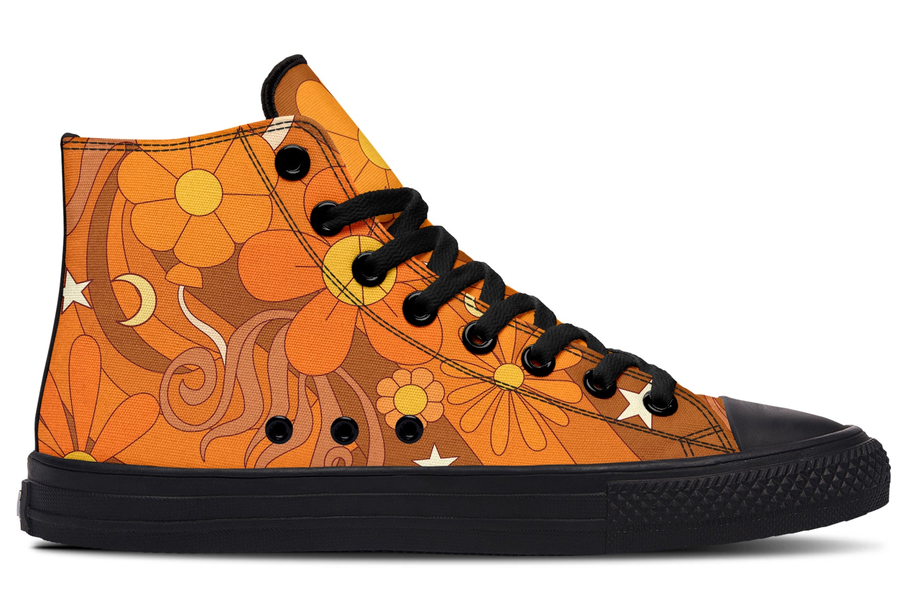Molly's Orange Retro Daisies High Tops (Wide)