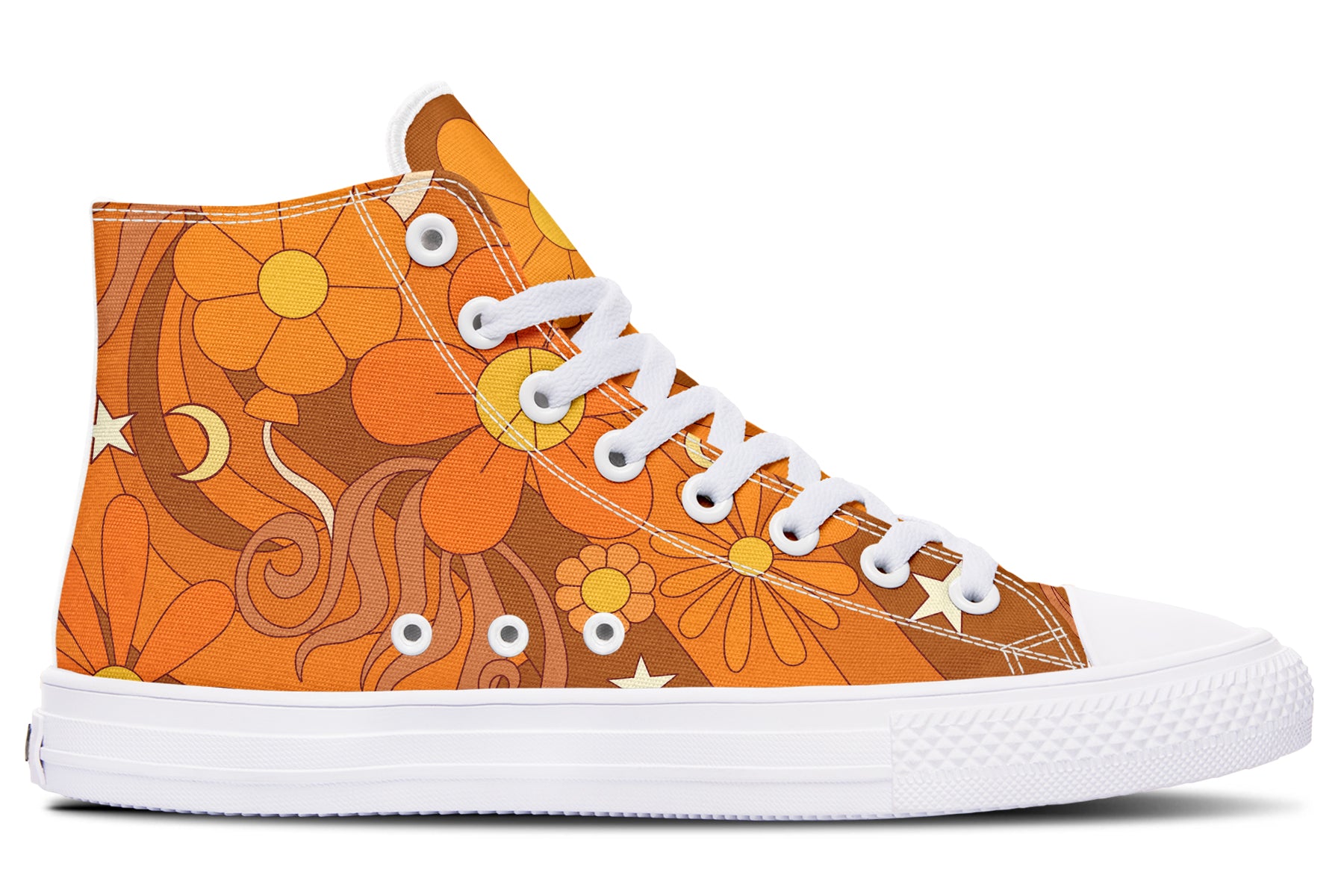 Molly's Orange Retro Daisies High Tops (Wide)