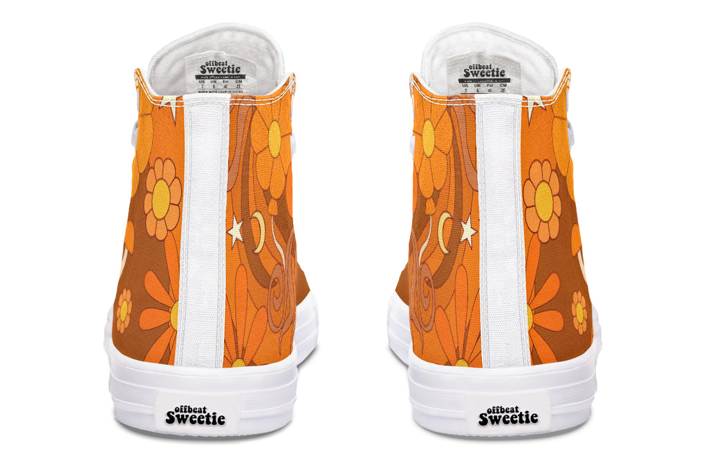 Molly's Orange Retro Daisies High Tops (Wide)