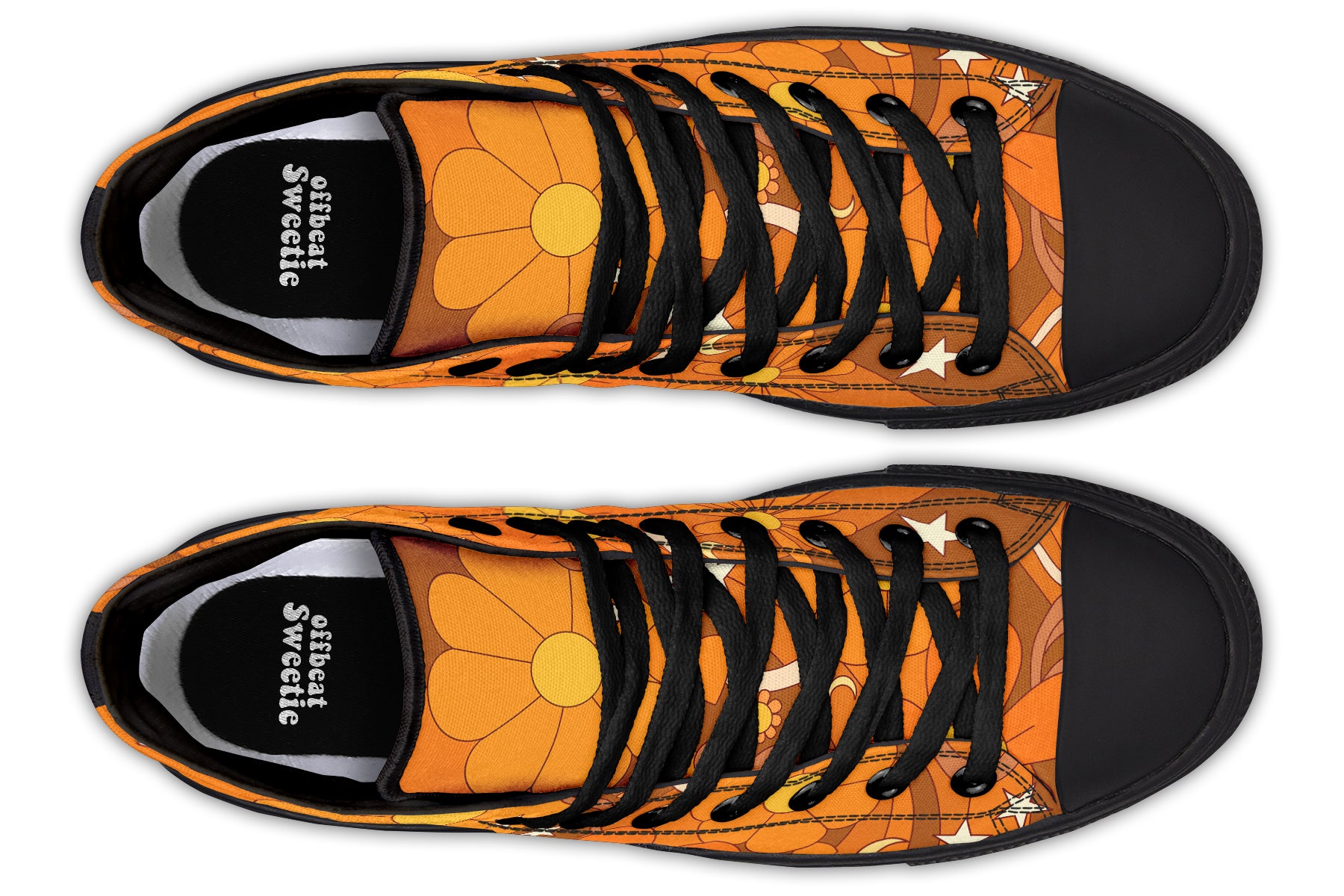 Molly's Orange Retro Daisies High Tops (Wide)