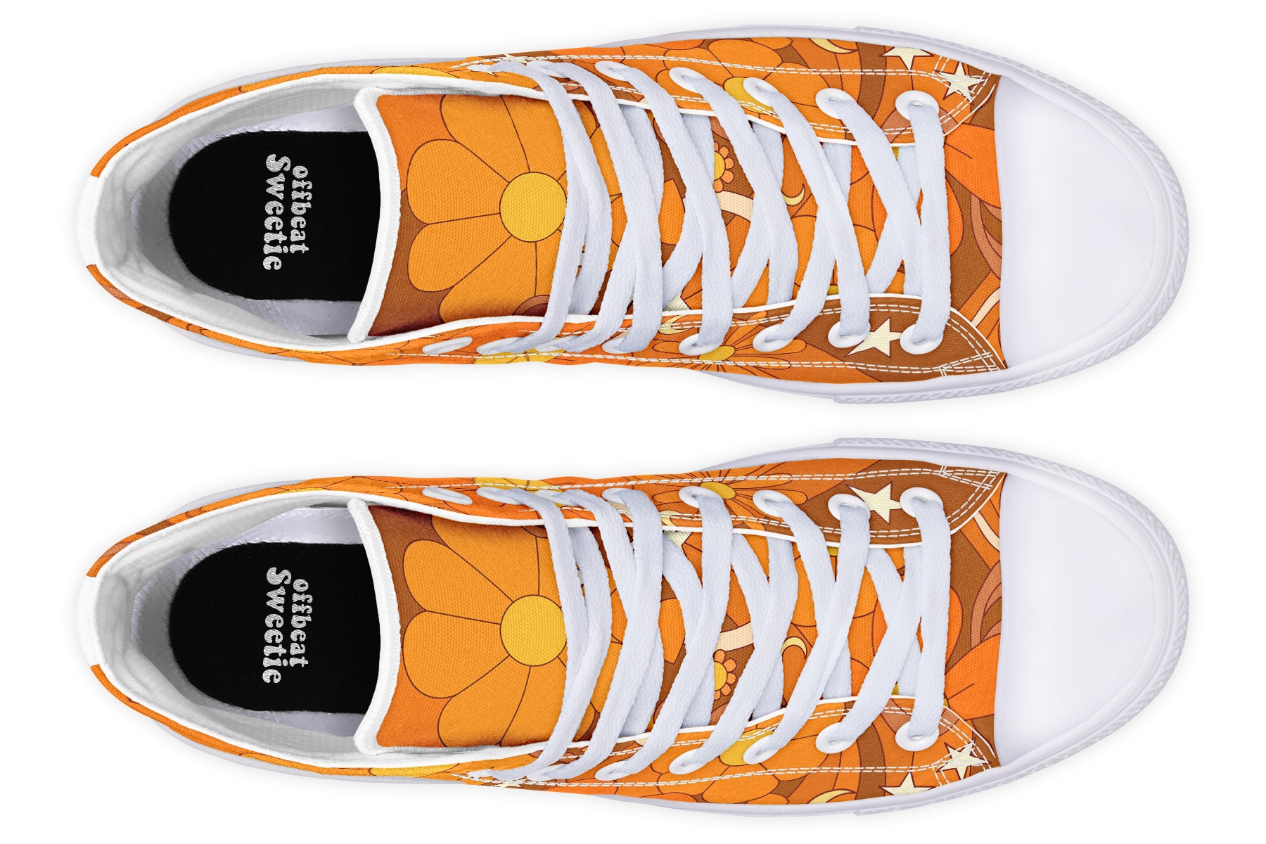 Molly's Orange Retro Daisies High Tops (Wide)