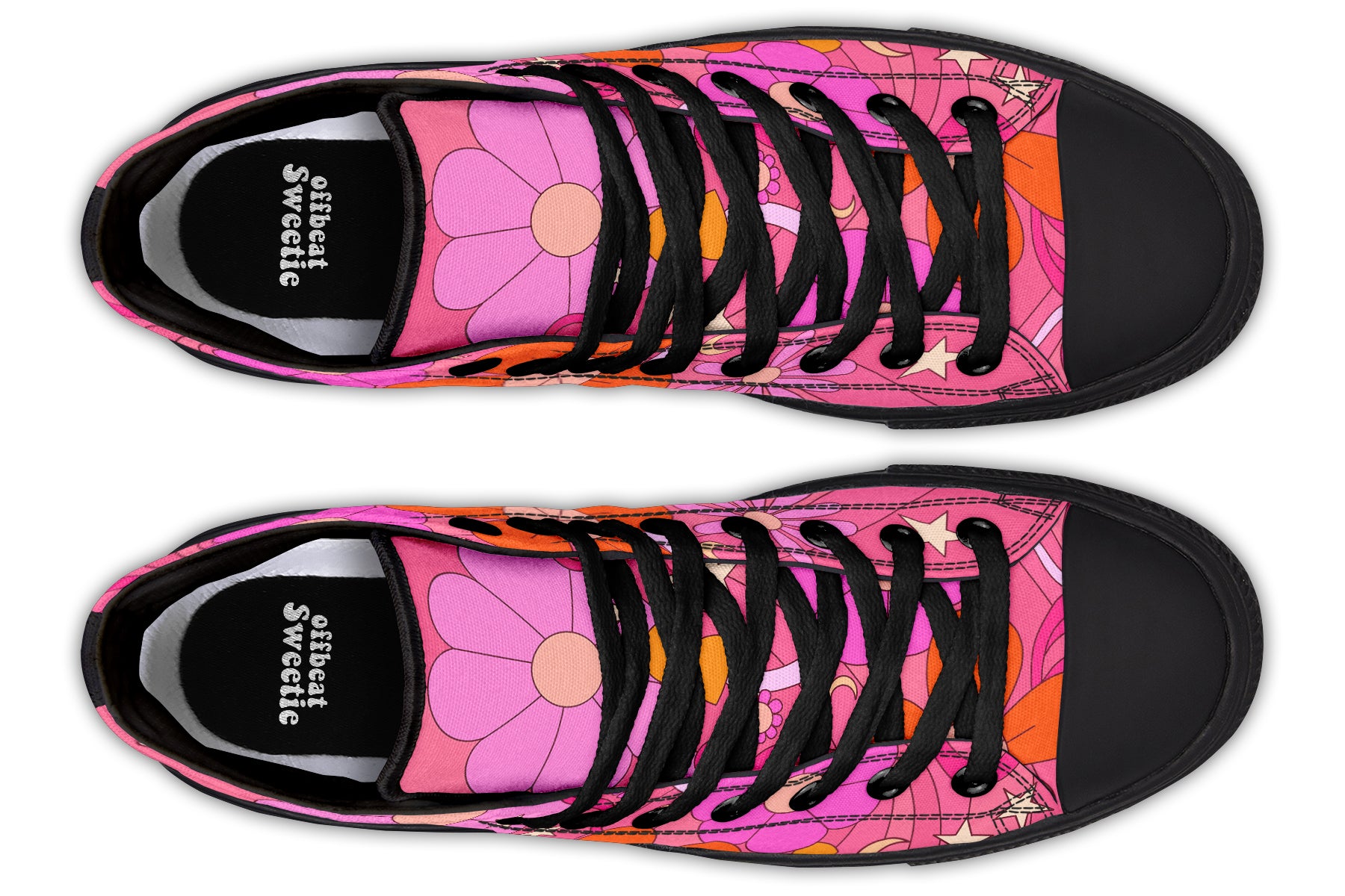 Molly's Pink Retro Daisies High Tops (Wide)