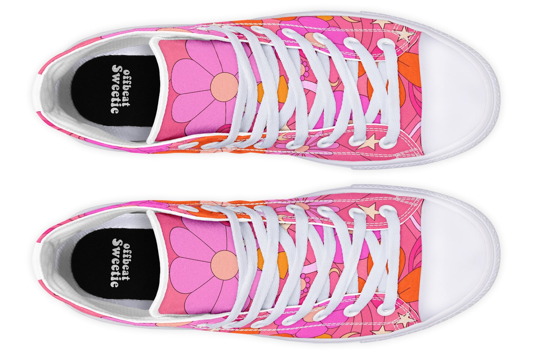 Molly's Pink Retro Daisies High Tops (Wide)