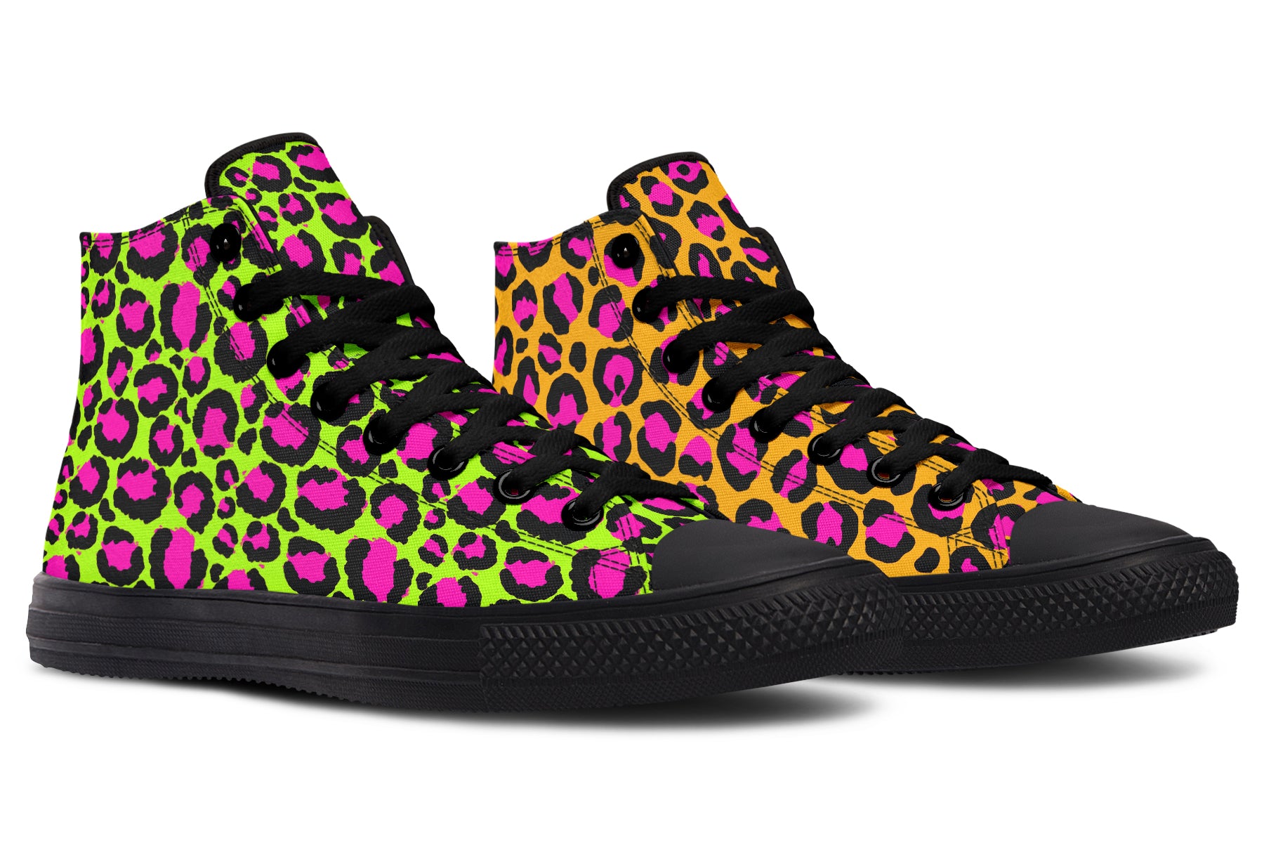 Neon Leopard x Neon Safari Mismatch High Tops
