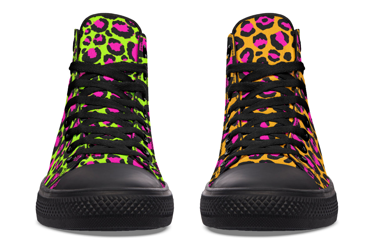 Neon Leopard x Neon Safari Mismatch High Tops