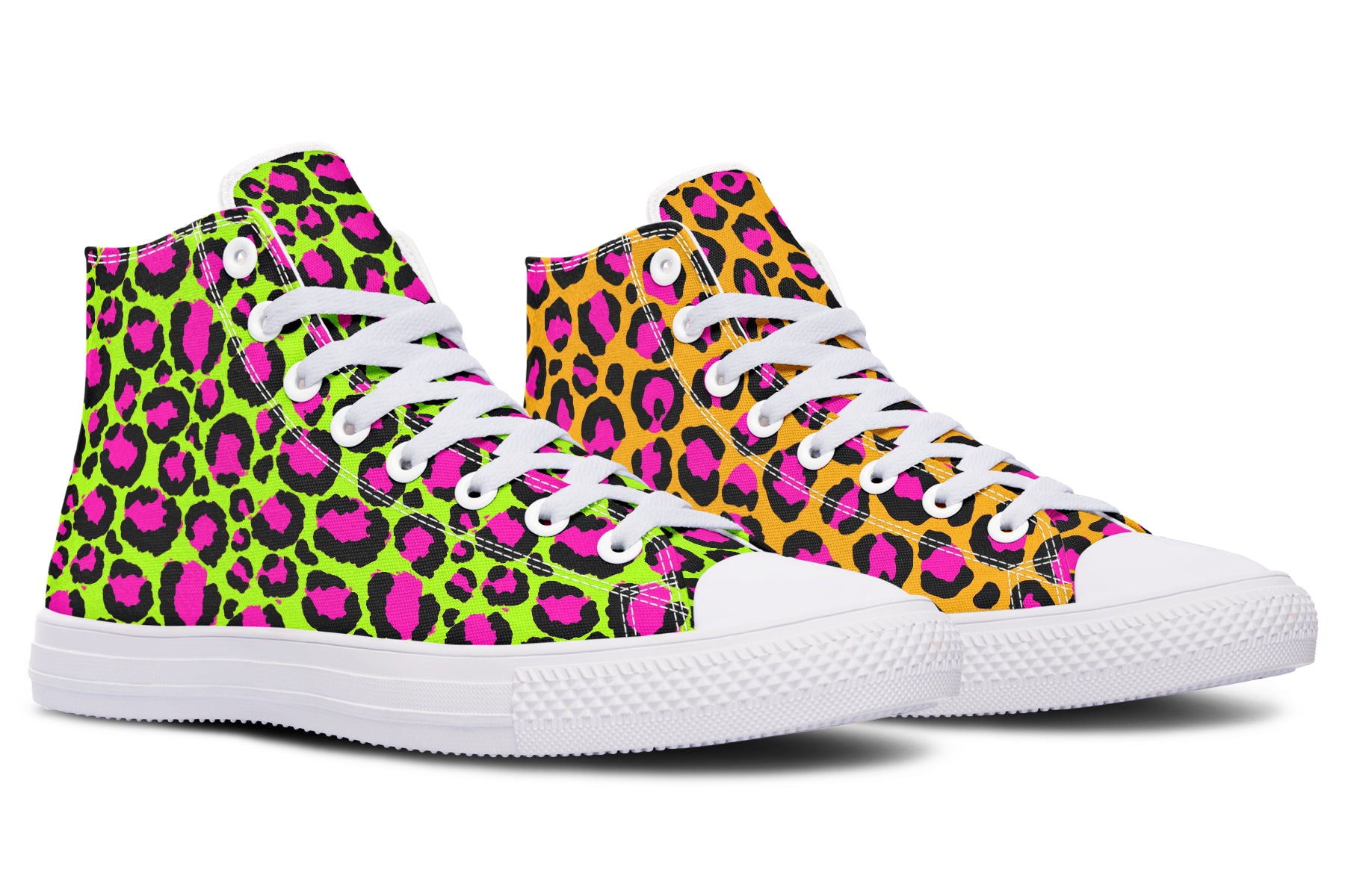 Neon Leopard x Neon Safari Mismatch High Tops
